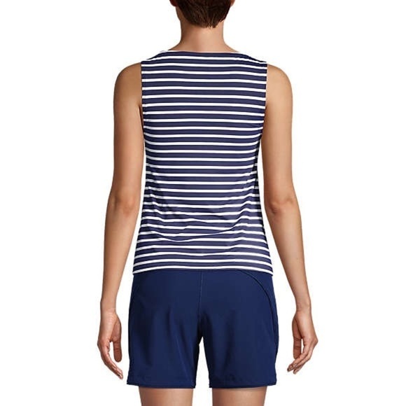 Lands End High Neck UPF 50Tankini Swimsuit Top 16 NWOT Striped Minamalist Beach - Picture 3 of 8